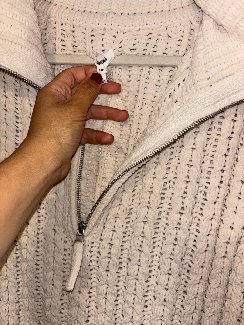 aerie Cream Cable-Knit Half-Zip Turtleneck Pullover - Picture 5 of 7